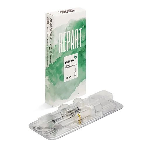 Repart®6 Delicate - идеальный биоревитализант для деликатных зон. Невысокая концентрация низкомолекулярной ГК позволяет добиться качественного ухода за кожей, особенно в деликатных