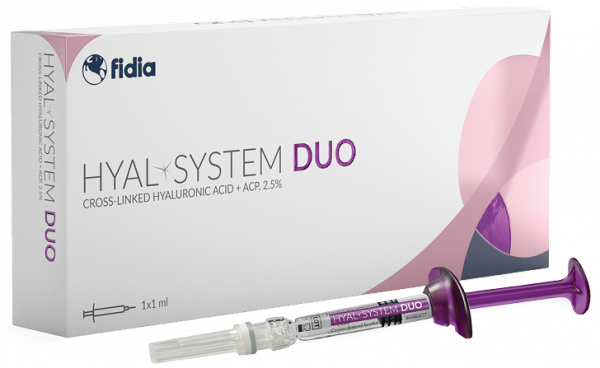 HYAL-SYSTEM DUO 1мл ГК 25 мг/мл Гибридный филлер для наполнения и биостимуляции кожи +2 иглы 27G*13 
